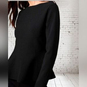 Banana Republic Black Crew neck long sleeve peplum Top Small